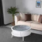 Modern round table with sculptural vortex interior