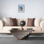 Architectural square table with tiered wood structure