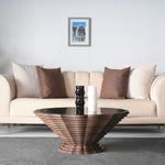 Modern artistic table with circular scalloped glass top