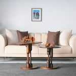 Contemporary round table with unique wooden legs