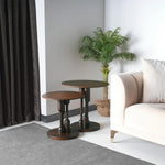 Artisan-crafted round wooden coffee table