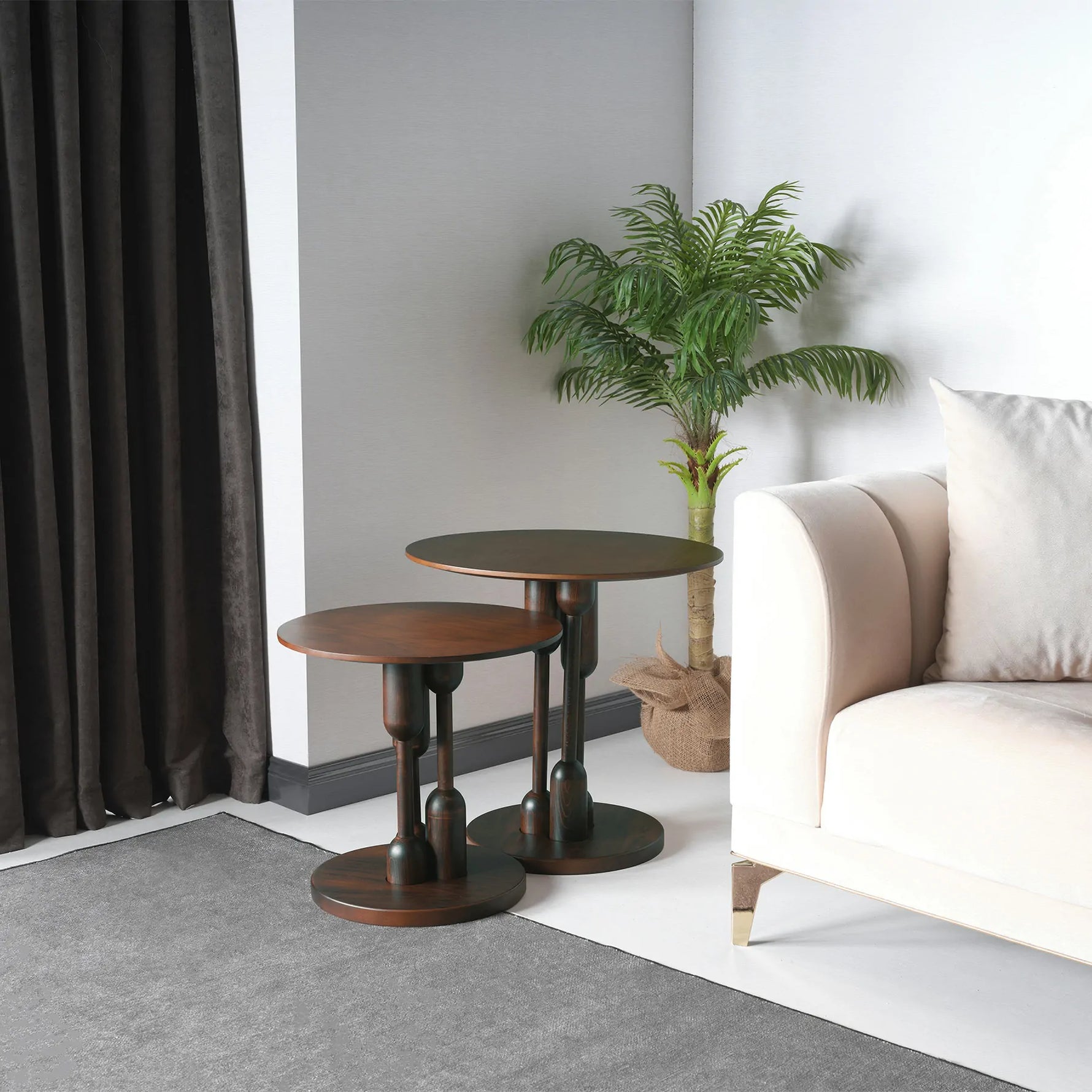 Artisan-crafted round wooden coffee table