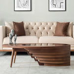 Designer teardrop table with layered edge and artisan finish