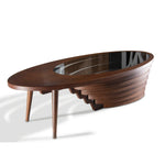 Handcrafted coffee table with asymmetrical sculptural base