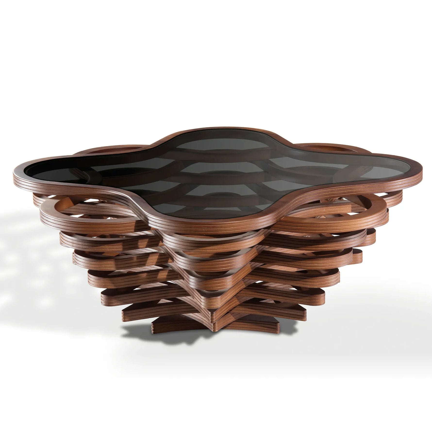Sculptural coffee table with fluid curved edges
