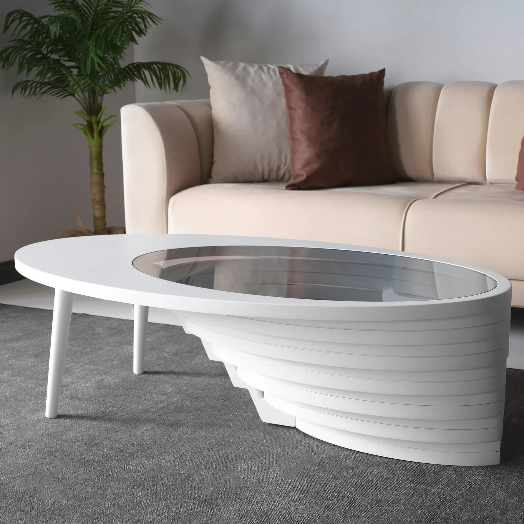 Modern organic coffee table with asymmetrical silhouette